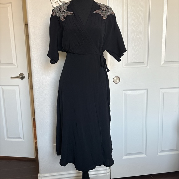 Black Dress with Beaded Dragon Accents - Picture 3 of 8